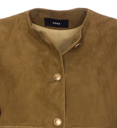 Arma Buttoned Utility Jacket In Brown