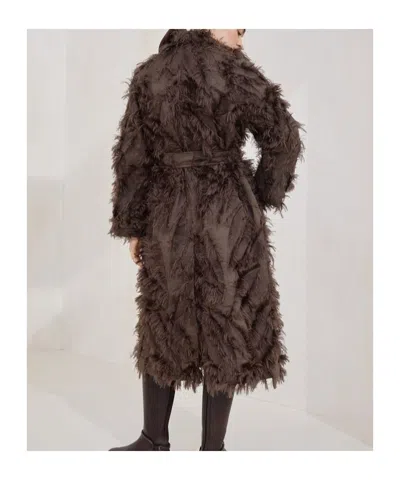 Brunello Cucinelli Women Coat With Fur Details In Brown