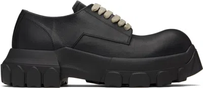 Rick Owens Mens Black Bozo Tractor Platform Leather Oxford Shoes
