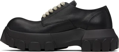 Rick Owens Mens Black Bozo Tractor Platform Leather Oxford Shoes