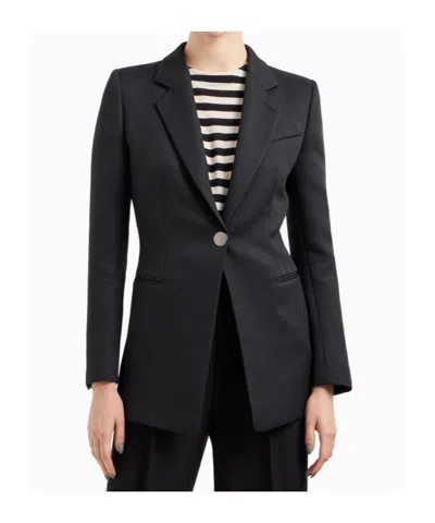 Giorgio Armani Technical Scuba Single-breasted Jacket In Black