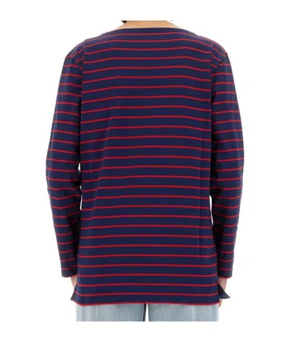 Valentino Striped Cotton Jersey T-shirt In Purple