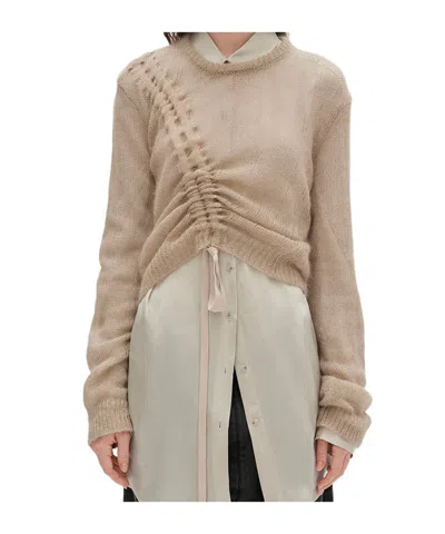 Ann Demeulemeester Crew Neck Long Sleeve Sweater In Neutral