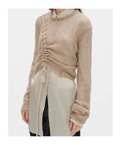 Ann Demeulemeester Crew Neck Long Sleeve Sweater In Neutral