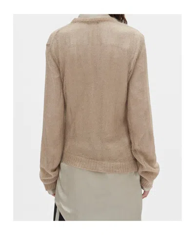 Ann Demeulemeester Crew Neck Long Sleeve Sweater In Neutral