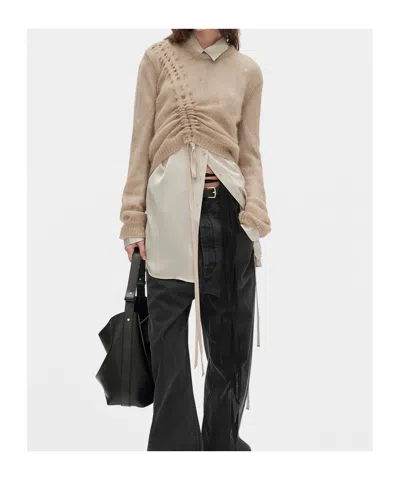 Ann Demeulemeester Crew Neck Long Sleeve Sweater In Neutral