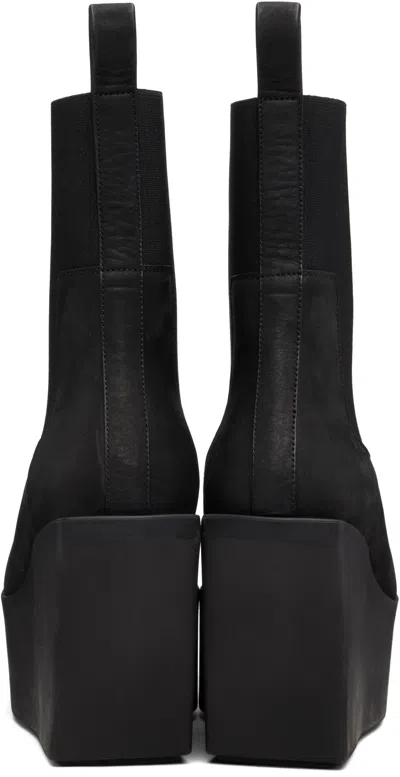 Rick Owens Black Concordians Sliver Platform Beatle Chelsea Boots
