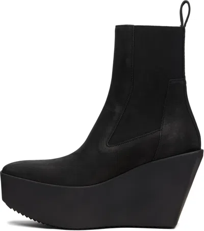 Rick Owens Black Concordians Sliver Platform Beatle Chelsea Boots