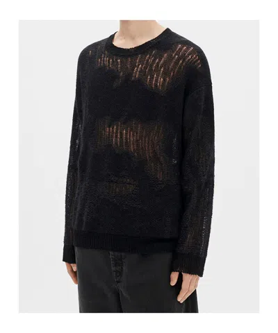 Ann Demeulemeester Long Sleeve Wool Sweater In Black