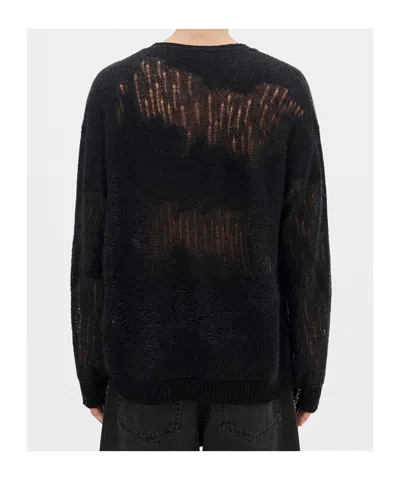 Ann Demeulemeester Long Sleeve Wool Sweater In Black