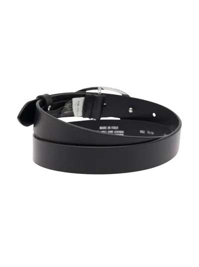 Diesel B-1dr Black Belt With Oval D Buckle In Leather Woman