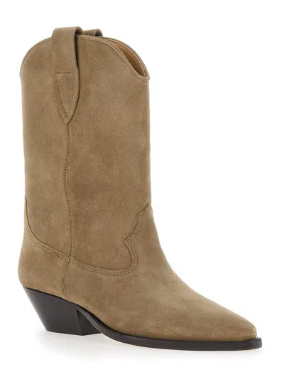 Isabel Marant 'duerto' Beige Western Style Boots In Suede Woman
