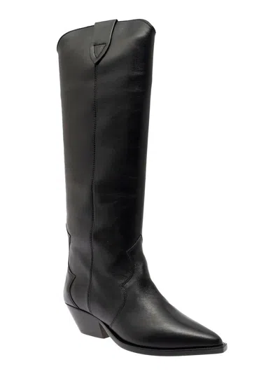 Isabel Marant 'denvee' Black Knee-high Boots With Medium Block Heel In Leather Woman
