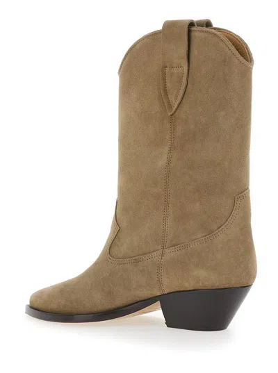 Isabel Marant 'duerto' Beige Western Style Boots In Suede Woman