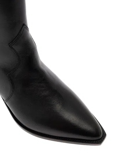 Isabel Marant 'denvee' Black Knee-high Boots With Medium Block Heel In Leather Woman