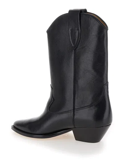 Isabel Marant 'duetro' Black Ankle Boots With Western Heel In Leather Woman