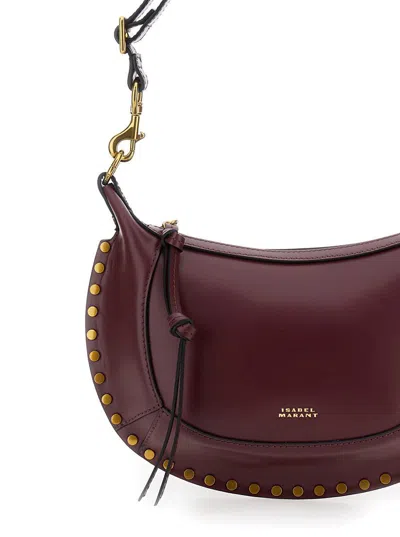 Isabel Marant 'oskan Moon' Bordeaux Shoulder Bag With Studs Detailing In Leather Woman