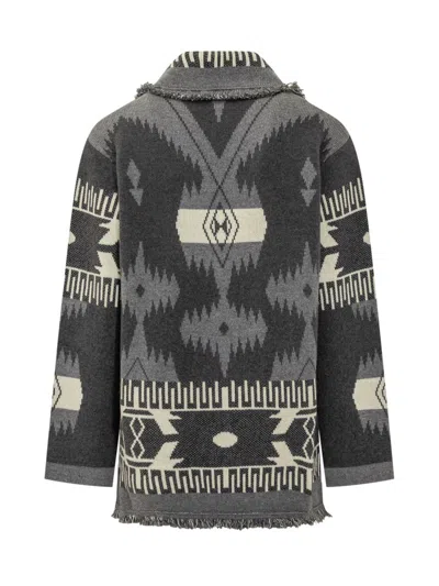 Alanui Icon Jacquard Fringed Cardigan In Black