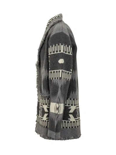 Alanui Icon Jacquard Fringed Cardigan In Black