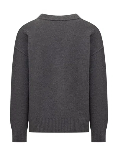 Ami Alexandre Mattiussi Ami Paris Ami De Coeur Heather Grey Wool Cardigan Men
