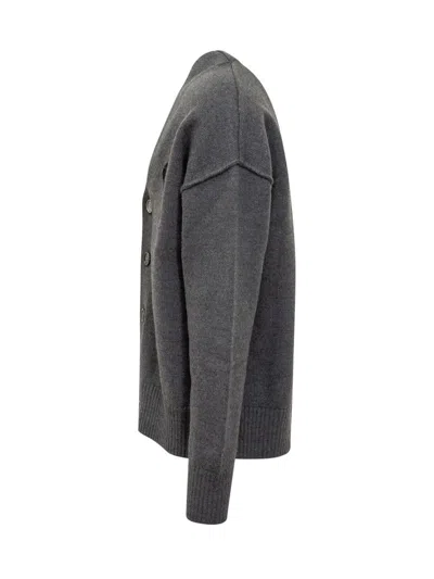 Ami Alexandre Mattiussi Ami Paris Ami De Coeur Heather Grey Wool Cardigan Men