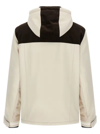 Brunello Cucinelli Corduroy Insert Ski Jacket Puffer Jackets Multicolor In Neutral