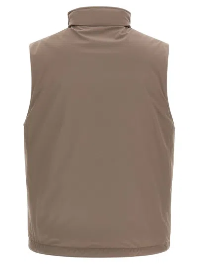 Brunello Cucinelli Quilted High Collar Sleeveless Vest In Brown