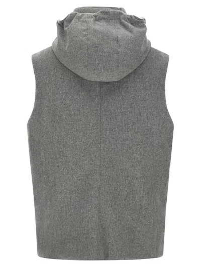 Brunello Cucinelli Grey Cotton Down Jacket In Gray