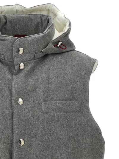 Brunello Cucinelli Grey Cotton Down Jacket In Gray