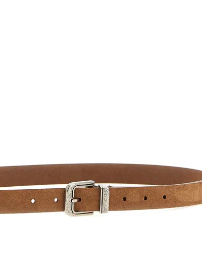 Brunello Cucinelli Men Suede Belt In Brown
