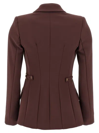 Elisabetta Franchi Jewel Strap Blazer Blazers Purple In Brown