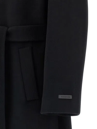 Fear Of God Belted Long Coat Lapel In Black