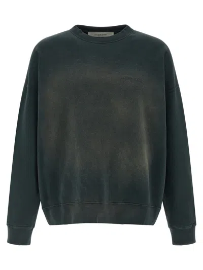 Golden Goose Crew Neck Sweatshirt With A Distressed Effect In Brown