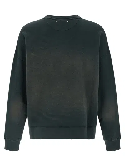 Golden Goose Crew Neck Sweatshirt With A Distressed Effect In Brown