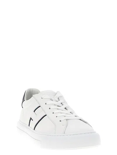 Hogan White Leather Sneakers With Logo Design And Rubber Sole
