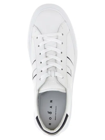Hogan White Leather Sneakers With Logo Design And Rubber Sole