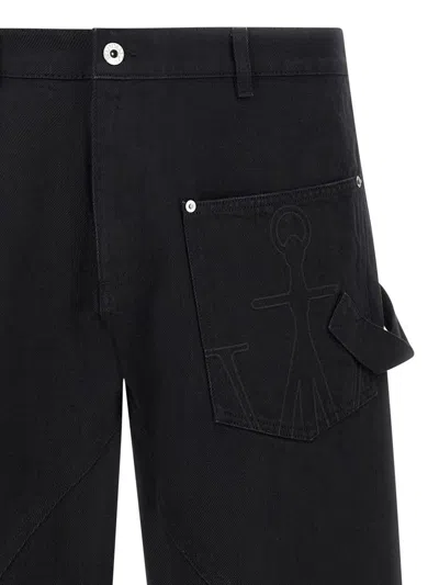 Jw Anderson Twisted Workwear Denim Jeans In Black