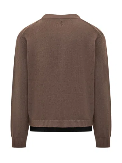 Jw Anderson Brown Cashmere Blend Layered Cardigan In Brown