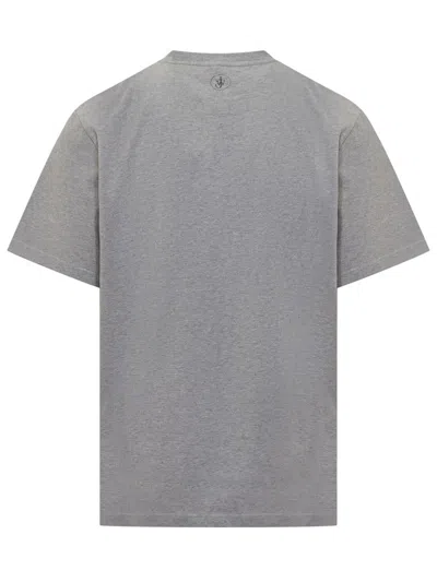 Jw Anderson Mens Mid Grey Melange Cafe Scene Crewneck Cotton-jersey T-shirt In Gray