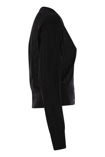 Max Mara Studio Nogara - Wool And Silk Cardigan With Sequins