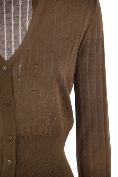 Max Mara Studio Nogara - Wool And Silk Cardigan With Sequins
