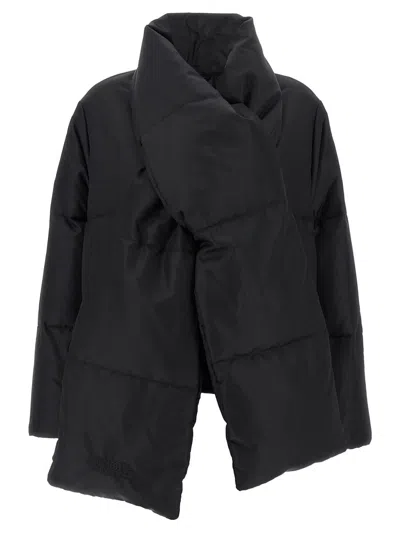 Mm6 Maison Margiela Scarf Down Jacket Puffer Jackets Black In Black