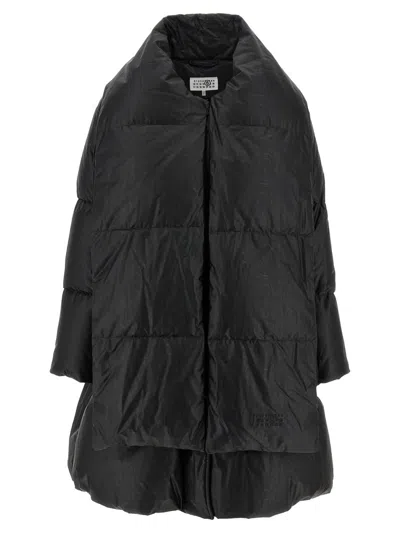 Mm6 Maison Margiela Scarf Down Jacket Puffer Jackets Black In Black