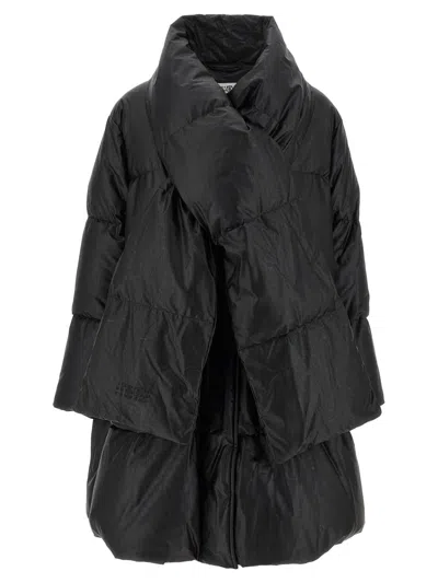Mm6 Maison Margiela Scarf Down Jacket Puffer Jackets Black In Black