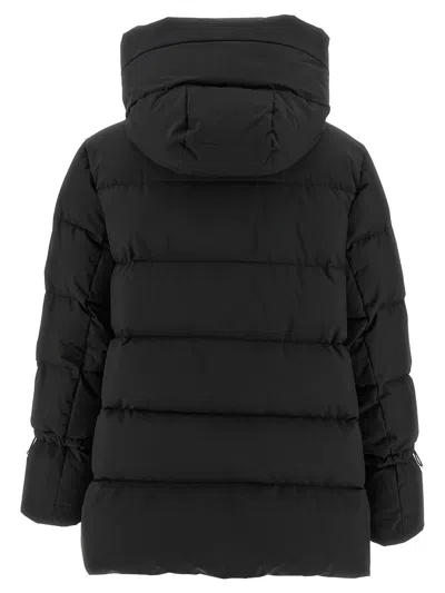 Moorer Quilted Coat Hood Drawstring Hem In Black