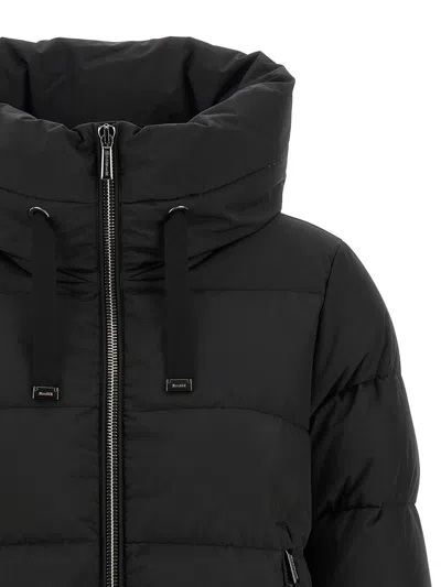 Moorer Quilted Coat Hood Drawstring Hem In Black