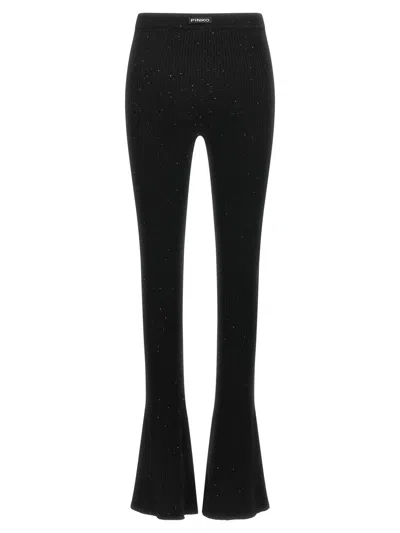 Pinko Black Wool-blend Trousers In Black
