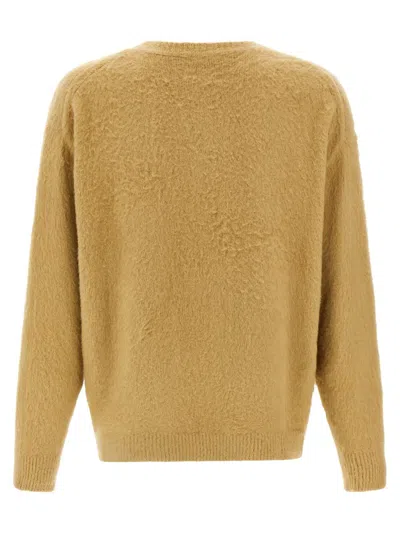 Roberto Collina Crew Neck Shearling Cotton Sweater In Brown