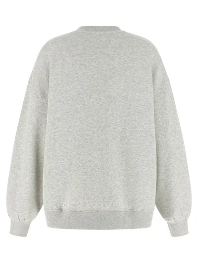 Rotate Birger Christensen Oversized Cotton Crew Neck Sweatshirt In White