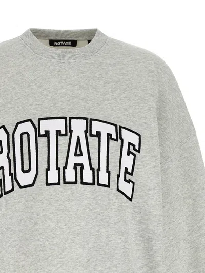 Rotate Birger Christensen Oversized Cotton Crew Neck Sweatshirt In White